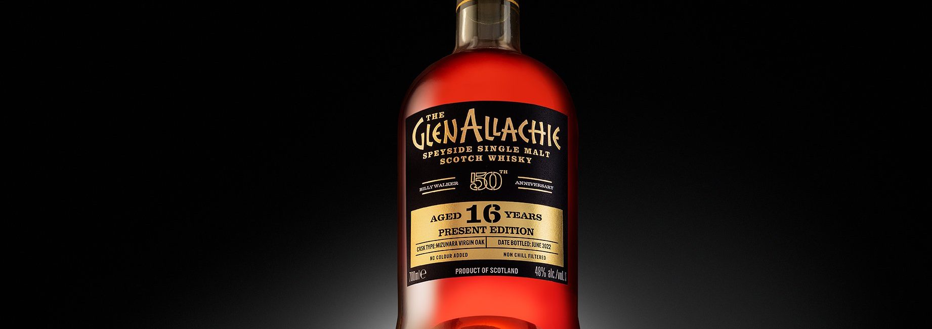 The GlenAllachie Billy Walker 50th Anniversary Trilogy Bottling Present Edition Mizunara Virgin Oak Cask Finish